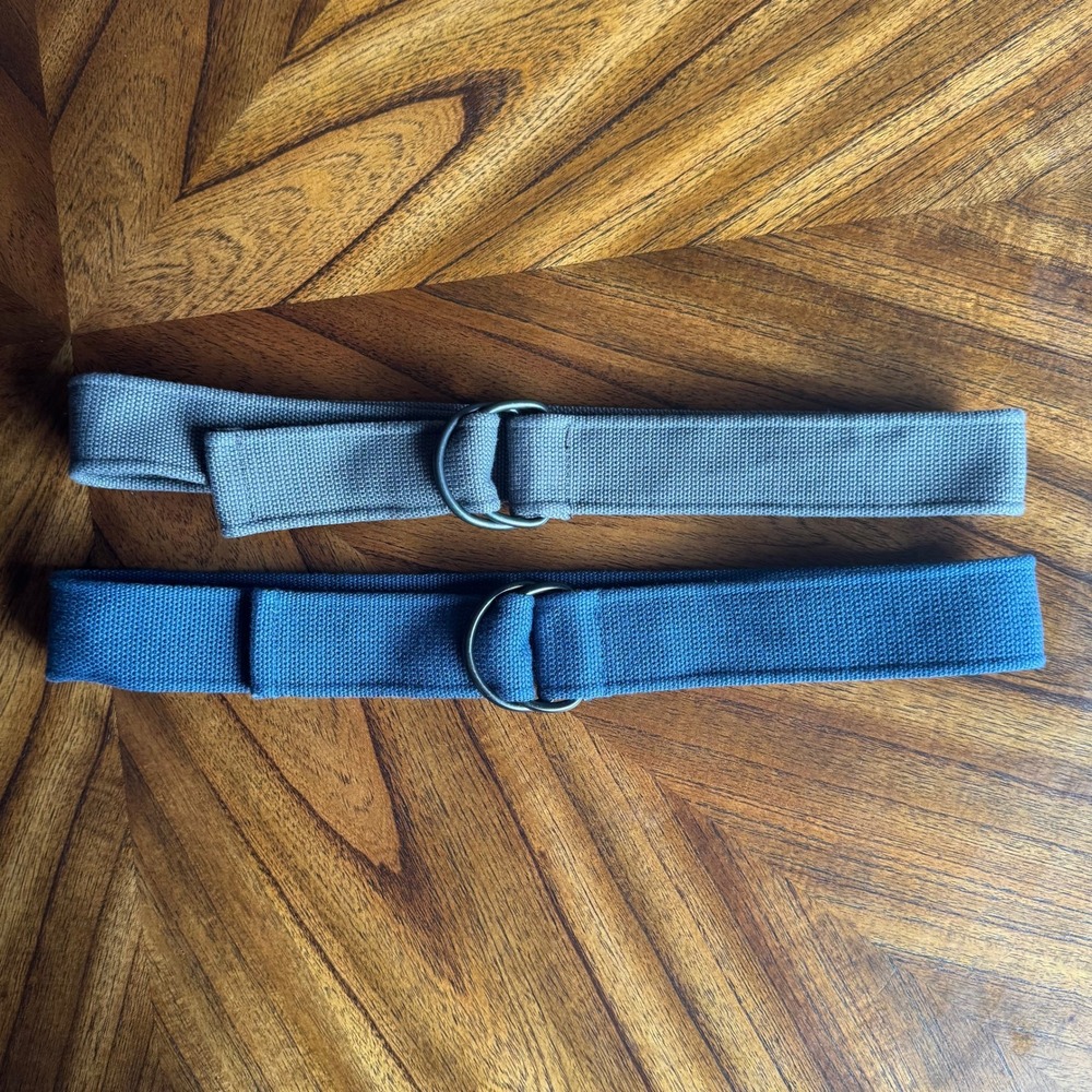 Canvas D‑Ring Belts (Set of 2) Gray Blue Casual Adjustable Size 29